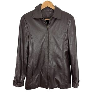 Vintage 90s The Leather Ranch Jacket Sz S Chocolate Brown Zip Out Liner VGUC